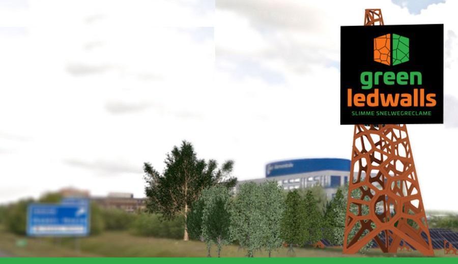 Duurzame reclamemast van 200m2 langs A28 Assen