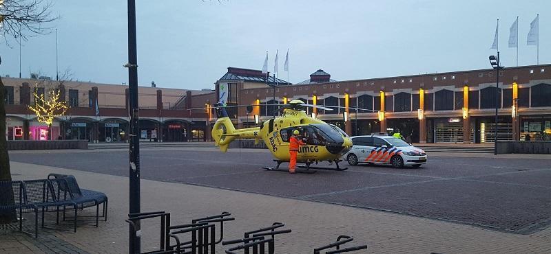 Traumahelikopter landt voor inzet op Koopmansplein
