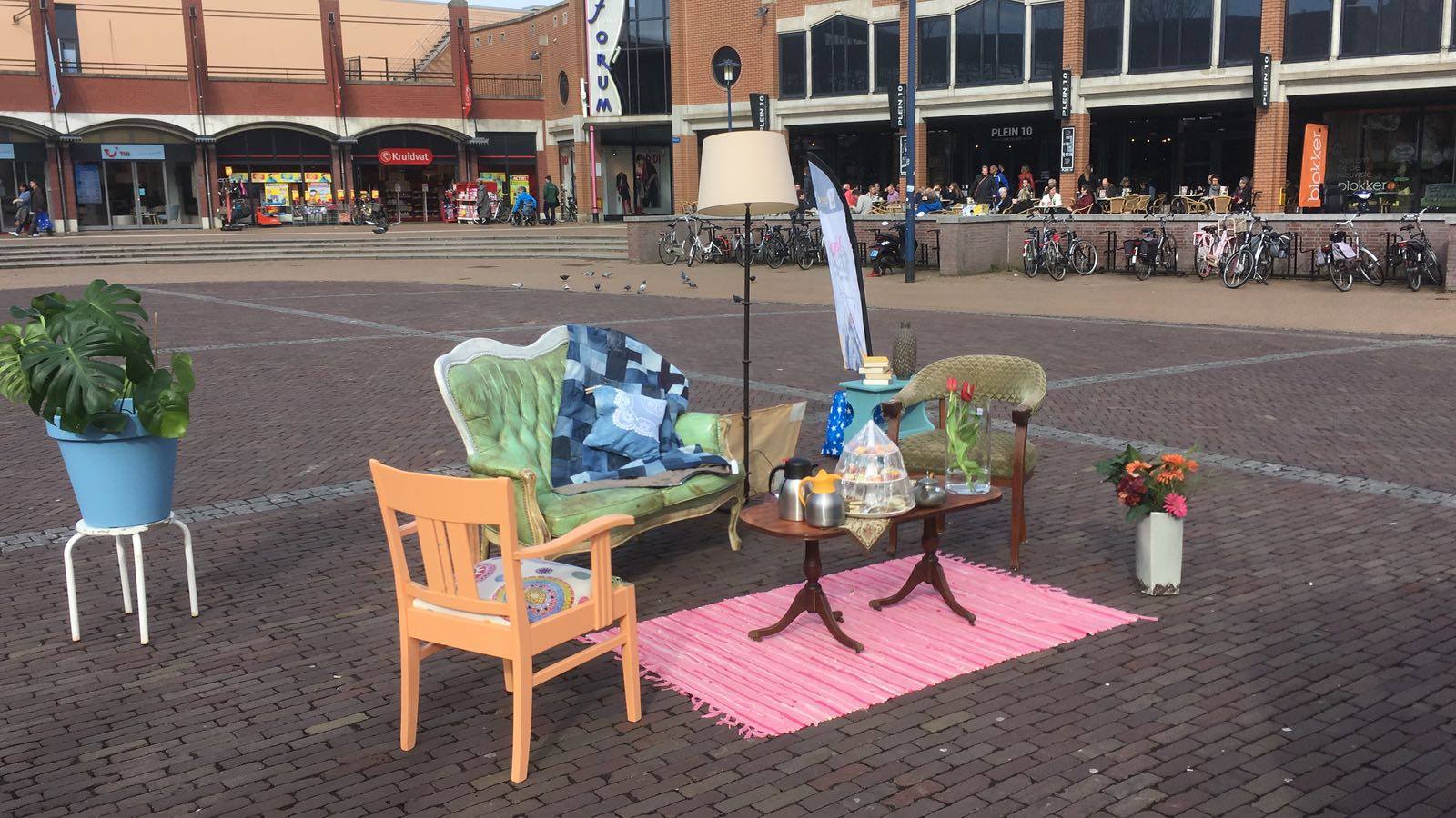 Gezellige pop up-huiskamer op het Koopmansplein