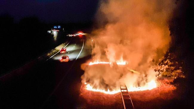 Natuurbrandje langs A28 bij Baggelhuizen