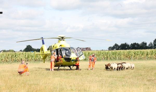 Traumahelikopter landt voor inzet in Smilde