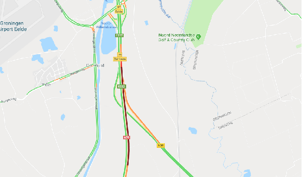 File op A28 tussen Assen en Groningen door ongeval (Update)