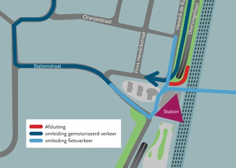 Afsluiting oprit Overcingellaan thv Stationsstraat