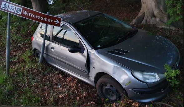 Auto de bosjes in langs de Witterzomer