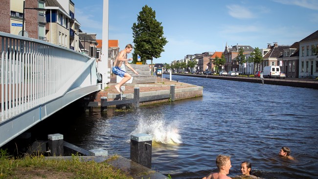 Verkoeling zoeken in de Vaart van Assen (Video)