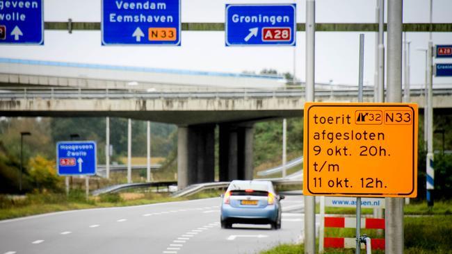 N33 tussen Assen en Gieten komend weekend dicht