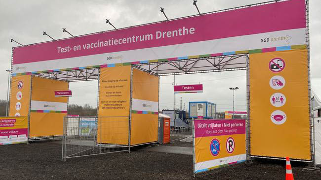Test- en vaccinatielocaties GGD Drenthe maandag gesloten vanwege weeralarm