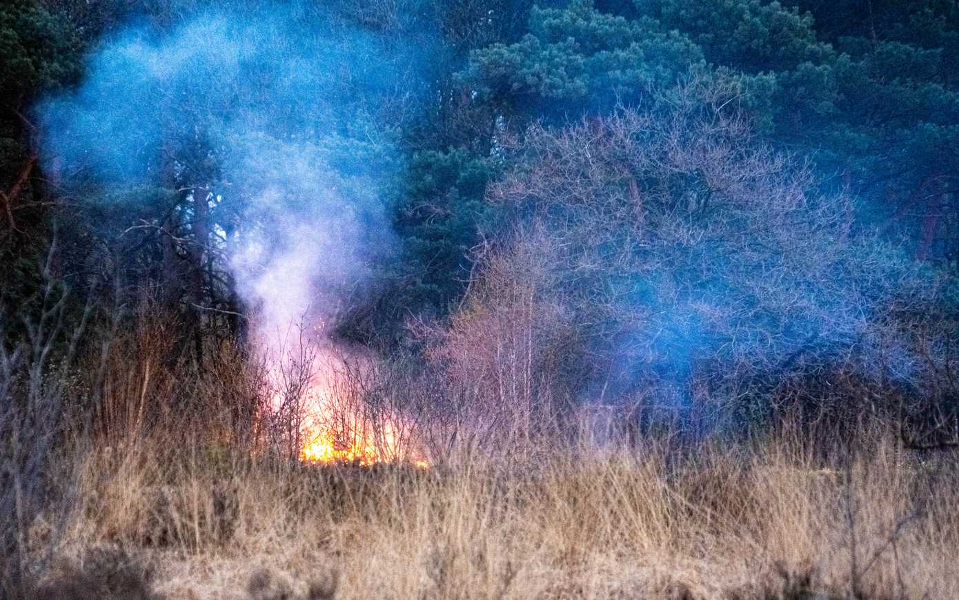 Brand op oefenterrein defensie bij Baggelhuizerplas