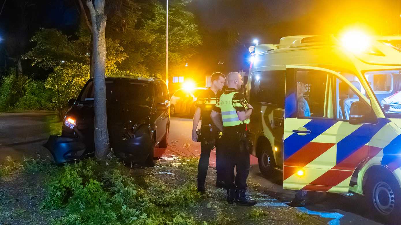 Dronken bestuurder rijdt met bestelbus tegen boom in Peelo