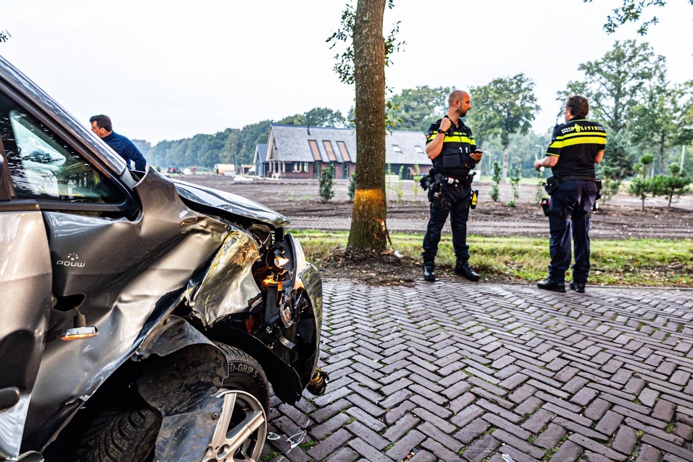 Busje botst tegen boom op De Schieven