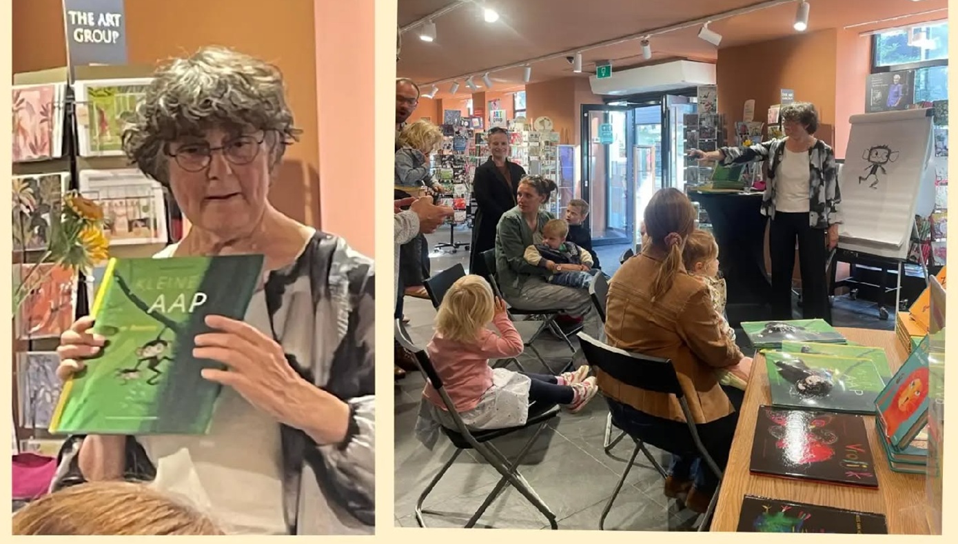 Mies van Hout en Muis de Fret te gast bij Van der Velde Boeken Assen